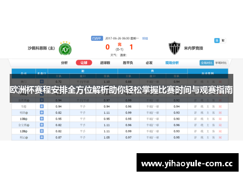 欧洲杯赛程安排全方位解析助你轻松掌握比赛时间与观赛指南